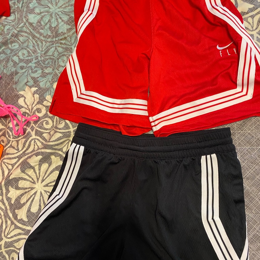 Nike Red and Black Athletic Shorts Lightweight Track Style
